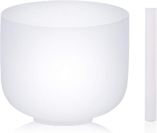 SOLSHINE Crystal Singing Bowl 8 Inches 512Hz C Note Root Chakra Frosted Quartz, With Free Crystal Forward And O-ring Sound Repairer - Bloomnest