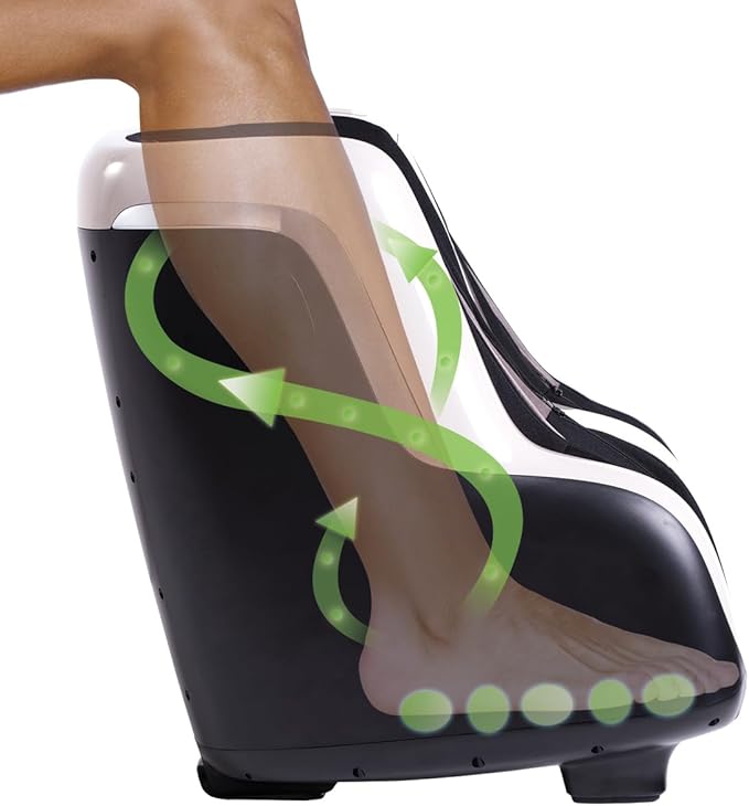 Human Touch Reflex SOL Foot & Calf Massager w/ Heat - Plantar Fasciitis Relief + Circulation + Shiatsu Deep Kneading + Vibrating for Stress + Compression - Adjustable for Women and Men up to Size 12 - Bloomnest