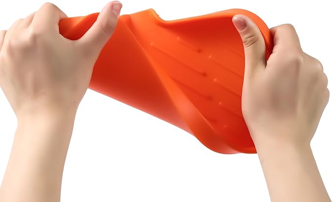 Silicone Bathroom Soap Dishes with Drain Spout-Bathroom and Kitchen Sink Organizer,Sponge Holder,Dish Soap Tray,Perfect for Dispenser,Scrubber,Bottle,Cup on Sink or Counter-Orange 9.6"×5.3" - Bloomnest