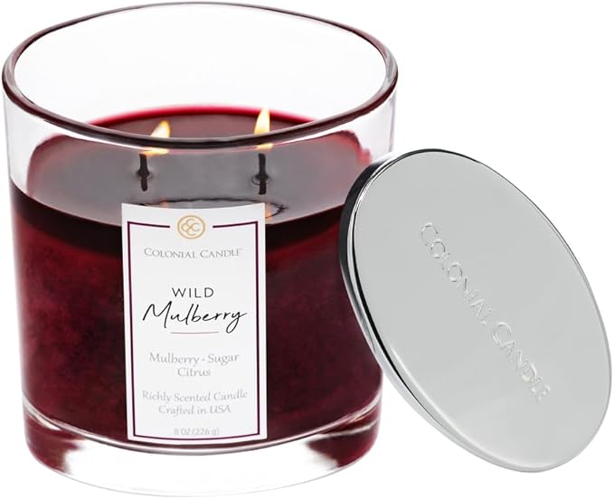 Colonial Candle Wild Mulberry Scented Candle Jar, Highly Fragranced Candles for Home Scented, Mottled Wax Candle, 2 Wick, 8 oz - Made in The USA - Bloomnest