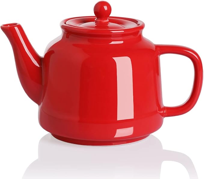 Sweejar 35 oz Porcelain Tea Pot, Teapot with Removable 18/8 Stainless Steel Infuser, Microwave & Dishwasher Safe Tea Maker, Tea Infuser Pots for Blooming loose Leaf Tea,Women Chrismas Women Gift (Red) - Bloomnest