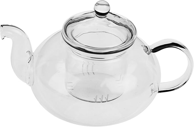 Transparent Glass Teapot Small Heat-resistant Borosilicate Tea Kettle with Lid Fine Mesh Strainer for Loose Leaf Tea Household Teapot for Green Enjoyment - Bloomnest