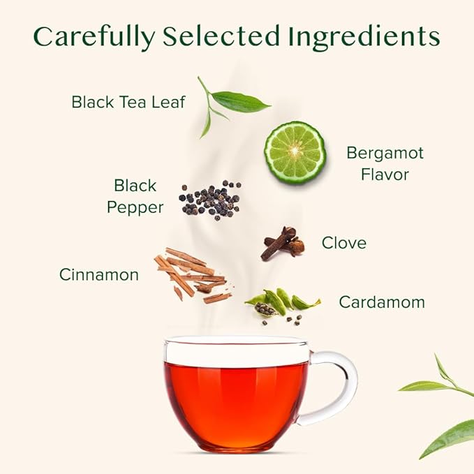 VAHDAM Earl Grey Masala Chai - High Caffeine, Non GMO, Gluten Free | Citrusy Earl Grey Tea Leaves w/ Pure Bergamot Oil | Brew Hot, Iced or Chai Latte | Vacuum Sealed Pack (50 Cups/3.53 oz) - Bloomnest