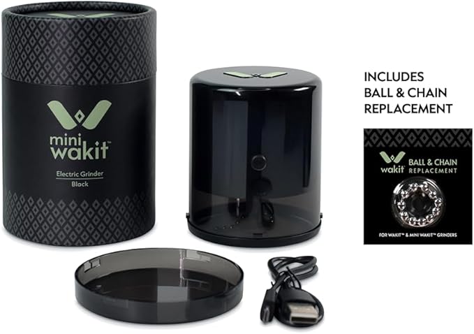Mini Wakit Grinder (Black) – Rechargeable Electric Herb Grinder with Patented Ball & Chain Technology for Effortless Grinding – Compact, Easy-to-Use, Ideal for Kitchen, Herbs, and Spices - Bloomnest