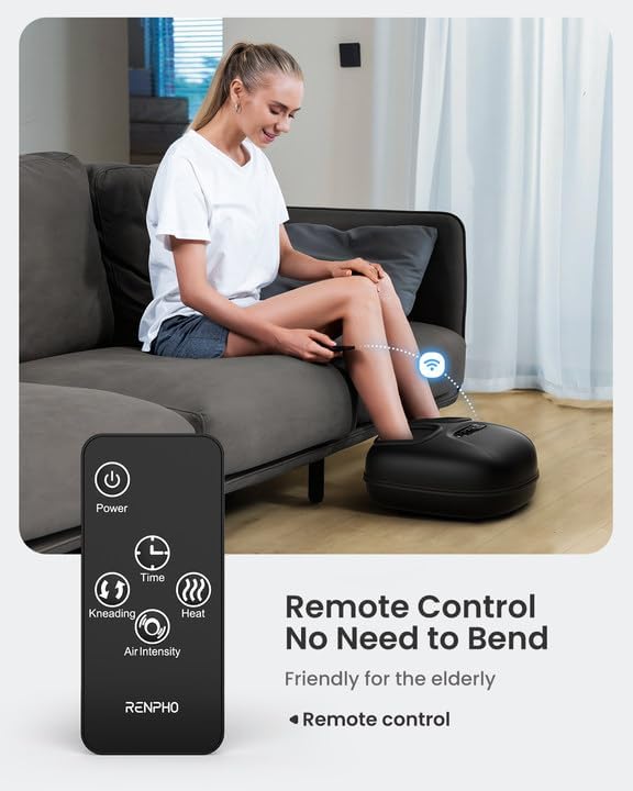 RENPHO Shiatsu Foot Massager Machine with Heat, Electric Heated Foot Massager with Remote for Plantar Fasciitis, Size Up to 11 - Bloomnest