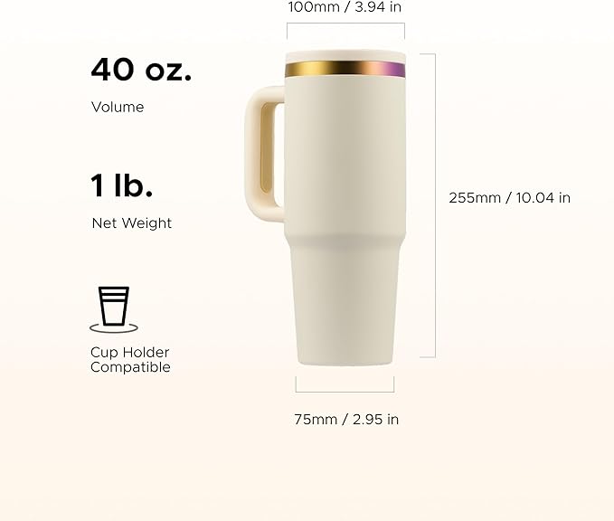 OMTech 40 oz. Tumblers with Handle & Lid, 12 Pack Tumbler Bulk with Double Wall Vacuum Insulation, Food-Grade Stainless Steel Insulated Coffee Mug, Sweatproof Travel Mug for Hot Cold Drinks, Cream - Bloomnest