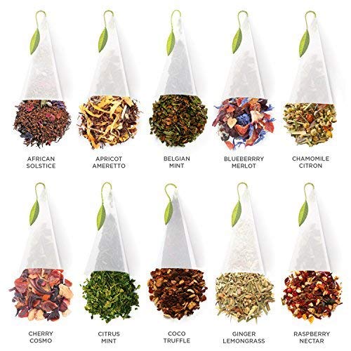 Tea Forte Herbal Assortment Premium Tea Chest Gift Sampler, 40 Count, 2 of each Variety Blend Individually Wrapped Handcrafted Pyramid Infuser Bags - Bloomnest
