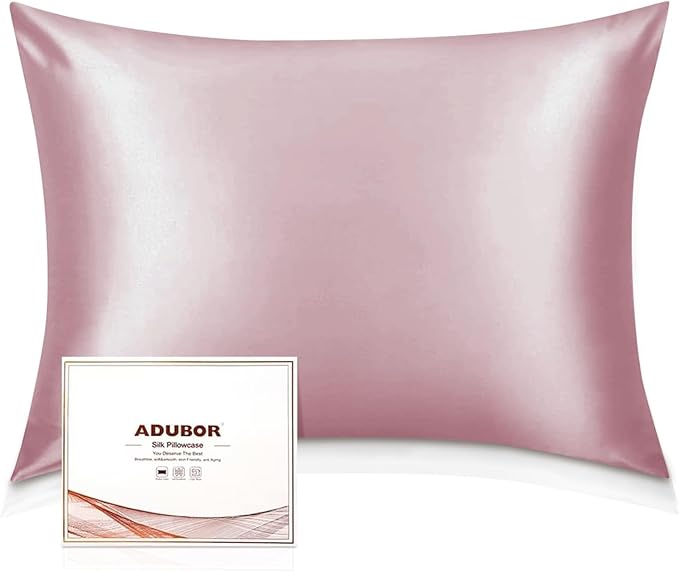 Adubor 100% Silk Pillowcase - Mulberry Silk Pillow Cases, 23 Momme 6A Grade Fibers, Silk Pillow Case for Hair and Skin Health, with Hidden Zipper (Queen 20''x30'', Medium Pink, 1PC) - Bloomnest