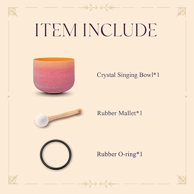 CVNC 440HZ 8 Inch Rainbow Colored E Note Solar Plexus Chakra Frosted Quartz Crystal Singing Bowl for Sound Healing and Meditation - Bloomnest