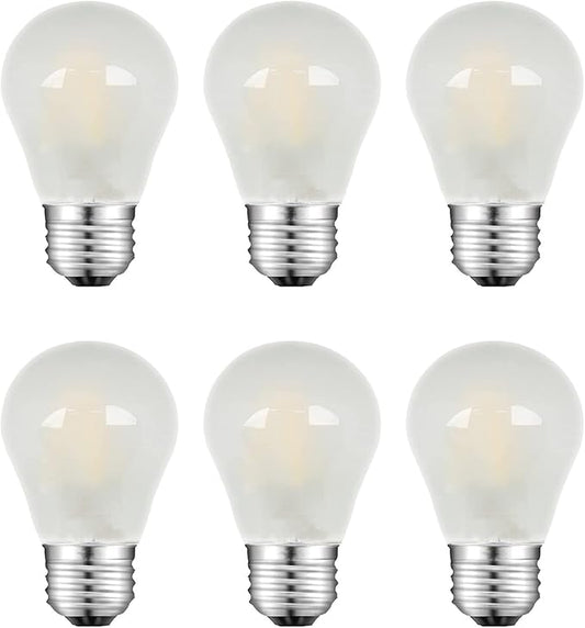 Frosted E26 LED Bulb 25w Equivalent 2700K Warm White 2W LED Light Bulb Dimmable LED Filament Globe Bulb, Short Edison Bulb for Ceiling Fan, Chandelier, Vanity, 6 Pack - Bloomnest