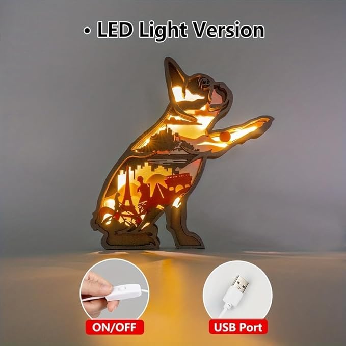 3D Wooden Animal Carving LED Night Light, Wood Carving Light, Modern Home Decoration, Decorative Tables, Cabinets, Living Rooms, Bedrooms, Offices, Farmhouses, Bookshelves, Perfect Holiday Gifts - Bloomnest