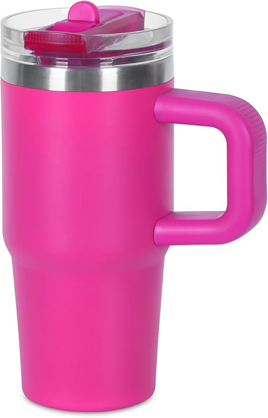 14 oz Tumbler for kids with Detachable Flip Straw Lid and handle, 100% Leak Proof 14 oz mini cup, Stainless Steel Vacuum Insulated Tumbler, Wide Mouth Easy to Clean, Keep Cold or Hot (Hot Pink) - Bloomnest