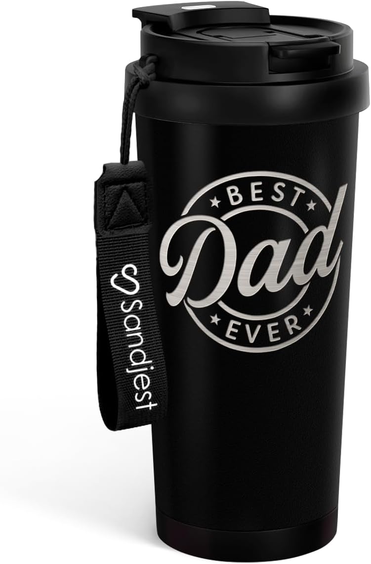 Dad Tumbler from Daughter- Stainless Steel 2-in-1 Lid Coffee Tumbler 18 oz, Best Dad Ever Insulated Travel Mug Gift for Men Husband Dad, Birthday Christmas Father's Day
