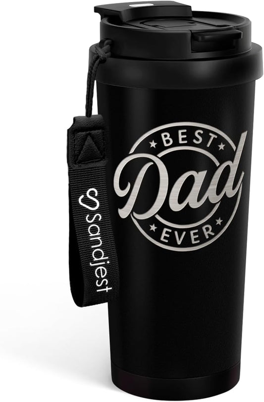 Dad Tumbler from Daughter- Stainless Steel 2-in-1 Lid Coffee Tumbler 18 oz, Best Dad Ever Insulated Travel Mug Gift for Men Husband Dad, Birthday Christmas Father's Day