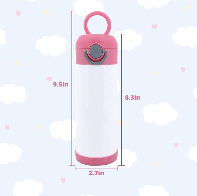 6 Pack 12 OZ Sublimation Straw Sippy Cup Spill Proof Blank Tumblers Mixed Color Stainless Steel Thermoses for Hot Drinks Double Wall Vacuum Insulated Water Bottle for School - Bloomnest