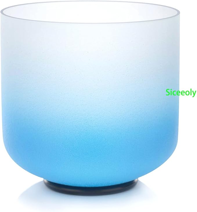 7" G Note 432HZ Azure Blue Color Crystal Singing Bowl Frosted Quartz Root Base Chakra Meditation Sound Healing with Durable Carrying Case Suede Striker O-ring - Bloomnest