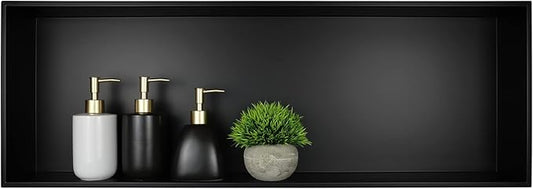 Stainless Steel Shower Niche 36" X 12" Matte Black No Tile Needed Horizontal Niche Shower Recessed Wall Niches for Bathroom Storage Over Mount Installation - Bloomnest