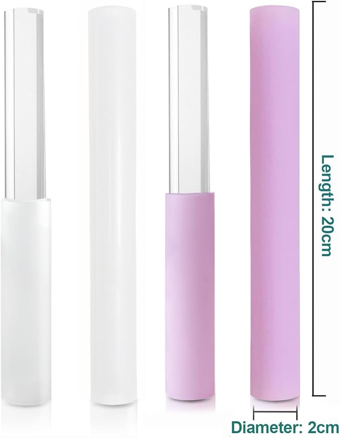 4 Pcs Singing Bowl Mallet Set Includes Solid and Hollow Acrylic Silicone Rubber Striker Mallet for Playing Quartz Crystal Singing Bowls with Bundle Pocket(WhitePurple) - Bloomnest