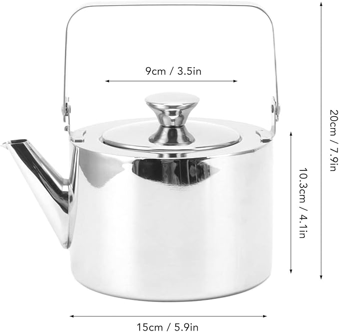 Stainless Steel Teapot, Mirror Finish Easy To Tea Kettle Rustproof Fast Heating with Strainer for Home for All Stovetop (Large, 1.5L) - Bloomnest