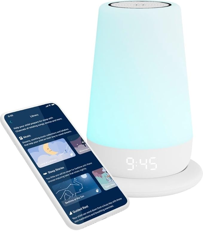Hatch Rest+ Baby & Kids Sound Machine | 2nd Gen | Child’s Night Light, Alarm Clock, Toddler Sleep Trainer, Time-to-Rise, White Noise, Bedtime Stories, Portable, Backup Battery (with Charging Base) - Bloomnest
