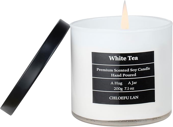 Chloefu LAN White Tea Candles Gifts for Men & Women, Highly Scented, 7.1oz|45 Hour Burning, Candles for Home Scented, Home Decor, Glass Jar Candle with Gift Box - Bloomnest