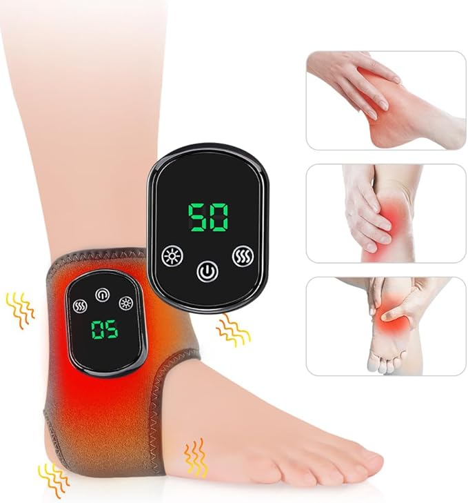 Portable Foot and Ankle Massager with Heat – 3-Speed Vibration & 5-Temperature Settings, Wireless for Pain Relief, Swelling, Plantar Fasciitis, Travel & Home Use, Gift (1) - Bloomnest