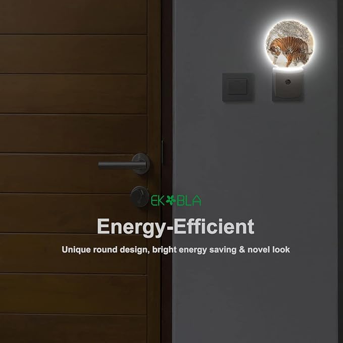 EKOBLA Tiger Night Lights Plug into Wall Tigers Mother and Son Walk in The Snow Night Light for Boys Girls Led Night Light, Dusk to Dawn Sensor Nightlight for Stairway Hallway Kitchen - Bloomnest