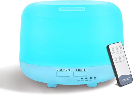 300ML Essential Oil Diffuser with Remote Control, 7 LED Color Changing Light, 8 Hour Cool Mist Fragrance Air Humidifier - Bloomnest