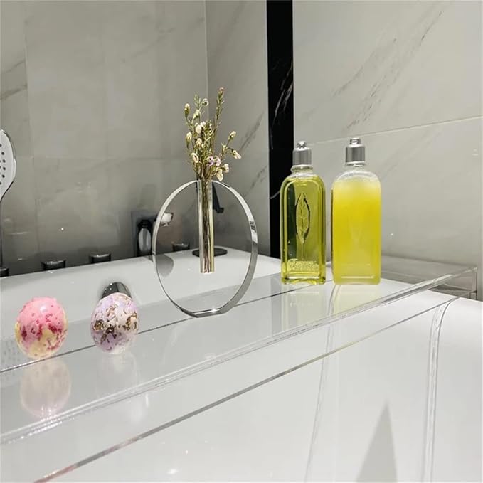 Wangunan 33 inch Luxury Bathtub Table - Shelf Organizer for Bathtub & Shower Storage (Clear) - Bloomnest