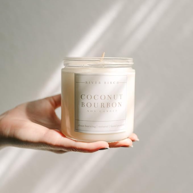 River Birch Candles Coconut Bourbon Scented Candle | Premium, All-Natural, Non-Toxic, Soy Candles | 16oz 90 Hr Burn Time | Cozy Relaxing Gifts for Home - Bloomnest