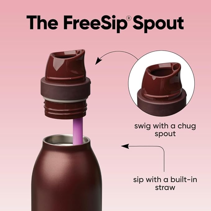 Owala FreeSip Twist Insulated Stainless Steel Water Bottle with Straw for Sports and Travel, BPA-Free, 24-oz, Black Cherry Owala