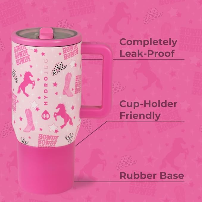 HydroJug Kids - 20 oz Insulated Kids Water Bottle with Flip Straw & Handle | Leak-Proof & Durable | Perfect for School, Sports, Lunch, Travel & Camp, Cowgirl - Bloomnest