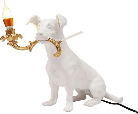 Eapmic Resin Dog Table Lamp, Animal Desk Lights, Bedside Decoration Animal Shape Light, Creative Desk Lamps with E12 Bulb Base, Unique Dog Shaped Table Light for Bedroom Office, Home Decor Lighting - Bloomnest