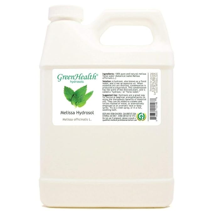 Melissa Hydrosol (Floral Water) - 32 fl oz Plastic Jug w/Cap - 100% Pure (NOT Oil) - Bloomnest