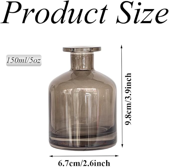150ML/5OZ Empty Refillable Glass Diffuser Bottles Aromatherapy Jar Essential Oil Perfume Container Fragrance Accessories DIY Crafts Decor for Home and Office(Amber)