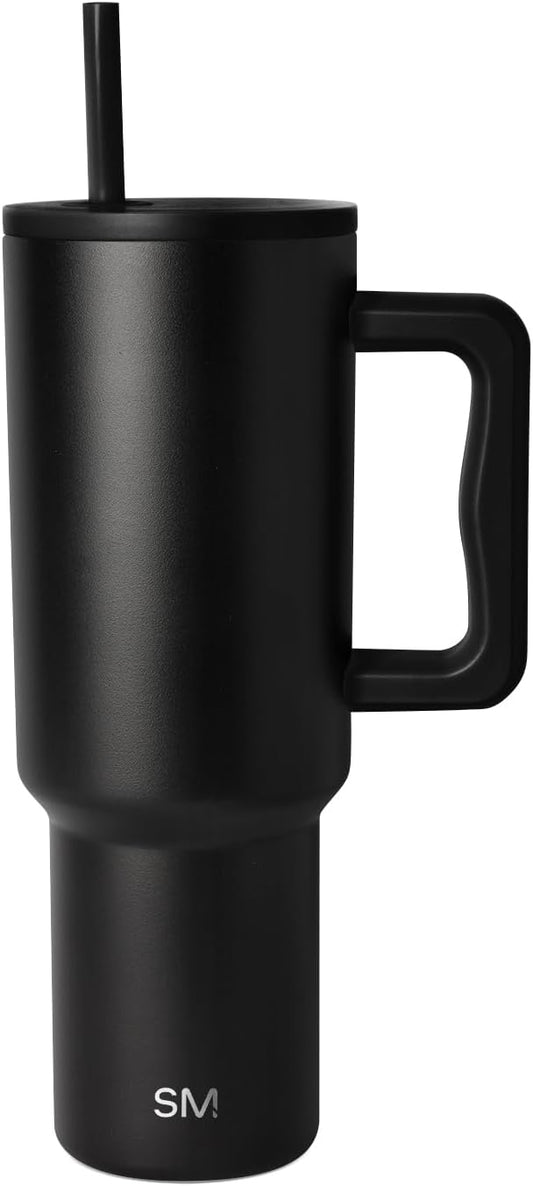 Simple Modern 40 oz Trek Tumbler with Handle and Straw Lid | Cup Holder Friendly Insulated Stainless Steel Travel Mug | Midnight Black SimpleModern