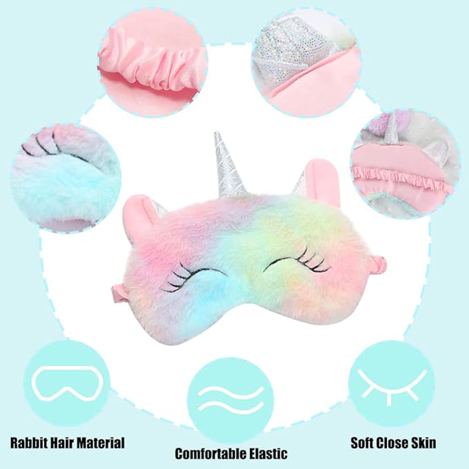 2 Pcs Cute Sleep Mask Cute Animal Sleep Mask Soft Plush Blindfold Eye Covers for Women Girls Kids - Bloomnest