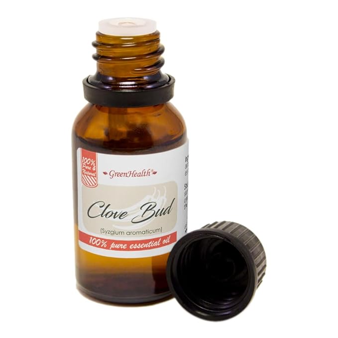 GreenHealth Clove Bud Essential Oil - 15 ml - Amber Glass Bottle with Euro Dropper - 100% Pure Essential Oil