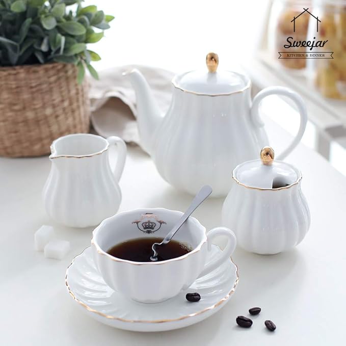 Sweejar Royal Teapot, Ceramic Tea Pot with Removable Stainless Steel Infuser, Blooming & Loose Leaf Teapot - 28 Ounce(Turquoise) - Bloomnest