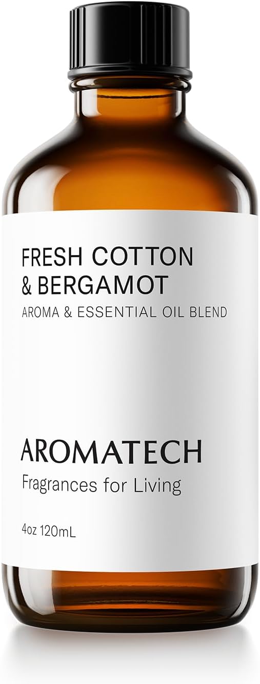 Aromatech Fresh Cotton and Bergamot Essential Oil Blend: Luxury Hotel Inspired Aromatherapy with Bergamot, Fresh Cotton & Sandalwood for Ultrasonic Diffusers & Nebulizers - 4 fl oz, 120 mL - Bloomnest