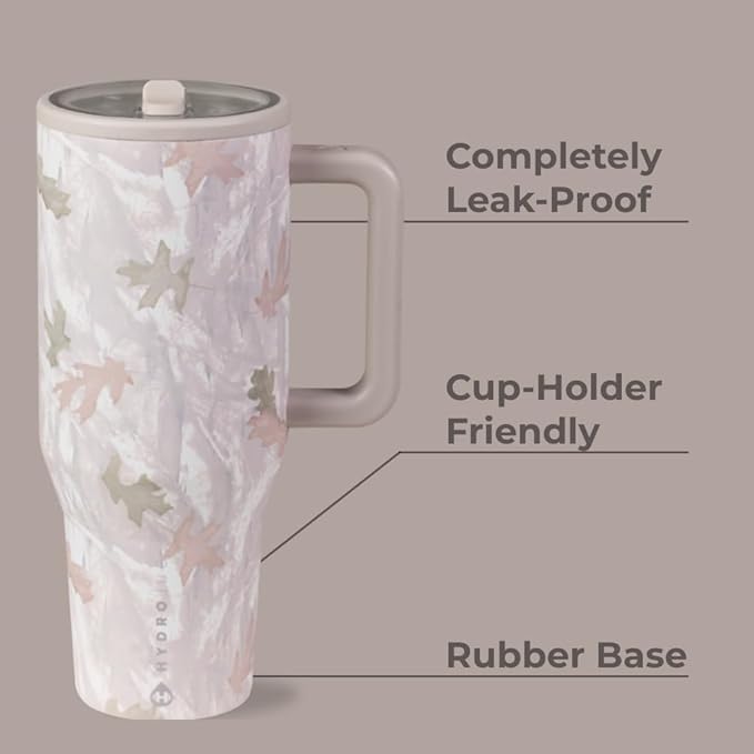 HydroJug Traveler - 40 oz Water Bottle with Handle & Flip Straw - Fits in Cup Holder, Leak Resistant Tumbler-Reusable Insulated Stainless Steel & Rubber Base - Gifts for Women & Men, Camo - Bloomnest