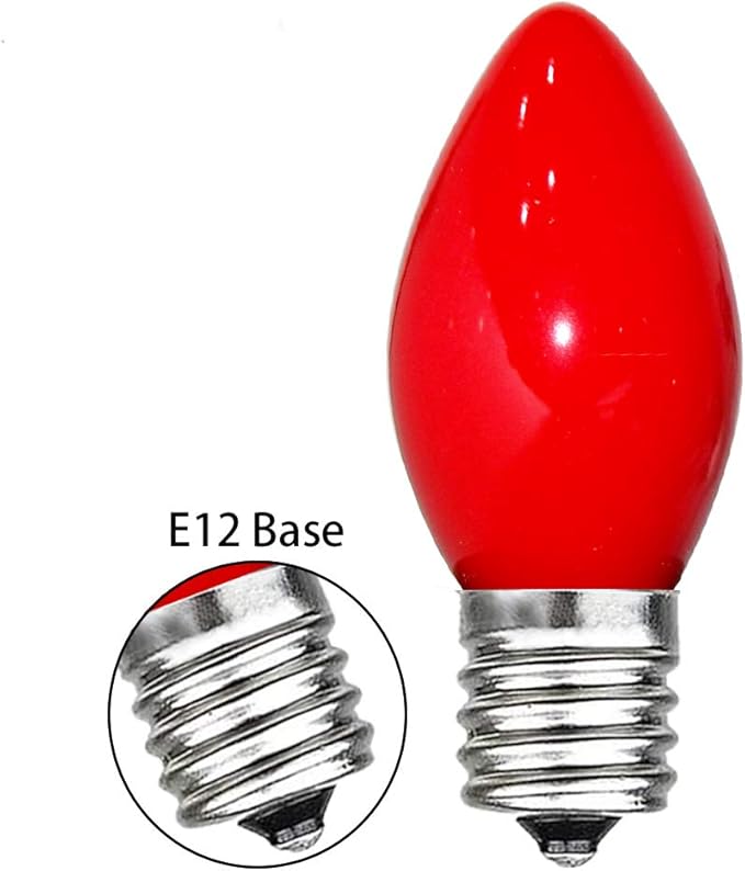 GOOTHY 25 Pack C7 Red Christmas Light Bulbs, C7 Incandescent Christmas Replacement Light Bulbs for Outdoor Indoor String Lights, C7/E12 Candelabra Base Candles Salt Lamp Bulb, 5 Watt Night Light Bulbs - Bloomnest