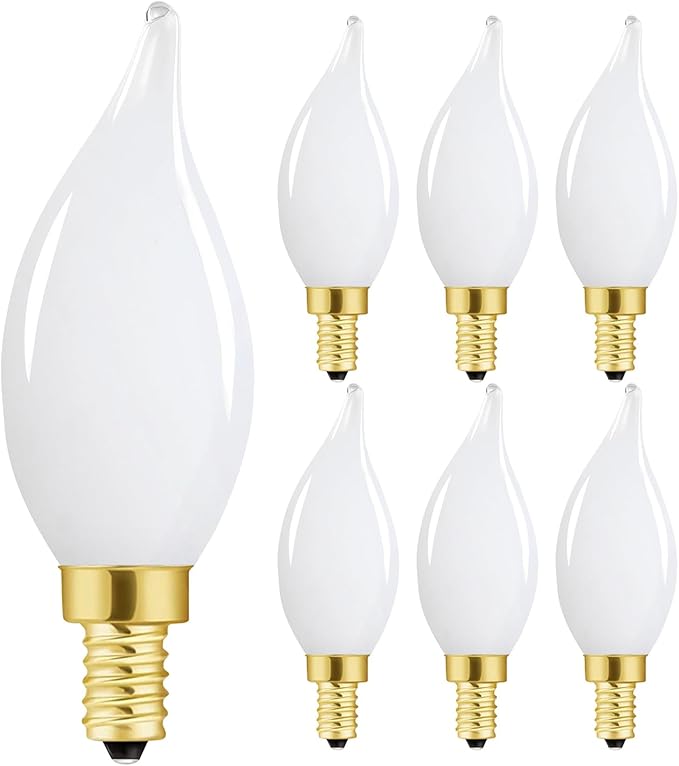 E12 Dimmable LED Bulb 40 watt Candelabra Light Bulbs 3000K Soft White Chandelier Light Bulbs 4W Frosted E12 Vintage LED Filament Vintage Candle Bulb with Decorative, 400lm, 6Pack. - Bloomnest