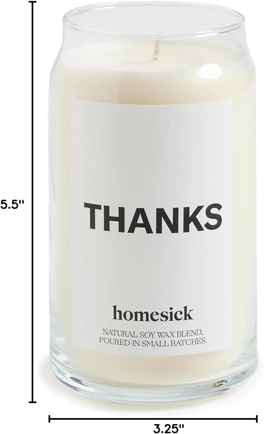Homesick Scented Candles for Home (Thanks) - 13.75 oz Long-Lasting Soy Wax Blend Jar Candle Gifts for Women for All Occasions, 60-80 Hours Burn Time - Notes of Cucumber, Lemon & Patchouli - Bloomnest