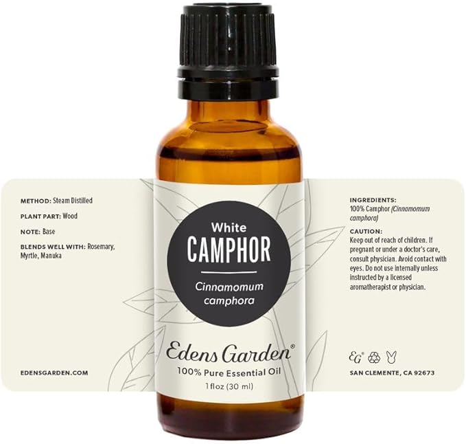 Edens Garden Camphor- White Essential Oil- 100% Pure Premium Grade, Undiluted, Natural, Therapeutic, Aromatherapy, The Best for Diffuser, Hair, Laundry, Humidifiers 30 ml (1 fl oz) EdensGarden