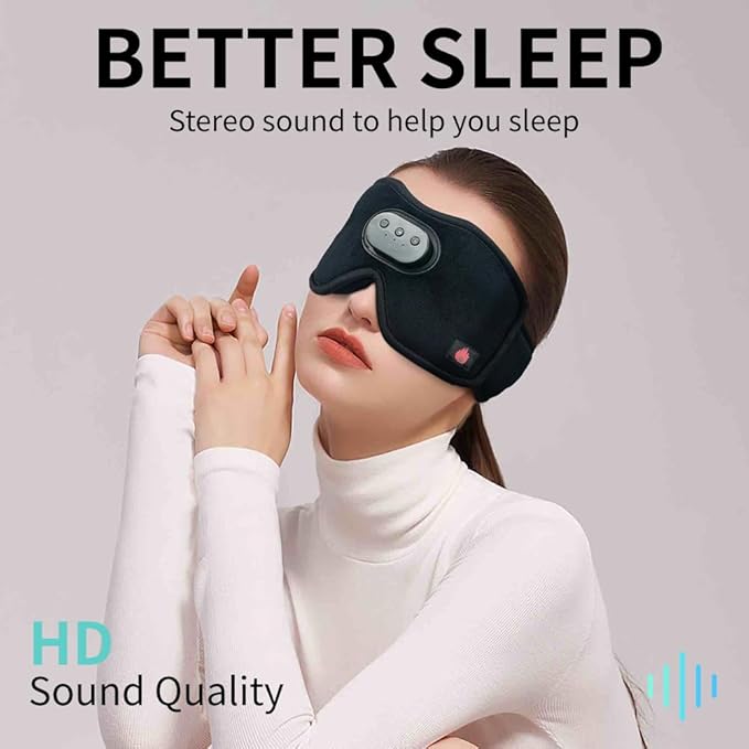 Heated Eye Mask with Bluetooth Headphones SYPVRY Wireless Sleep Eye Mask Headphones for Sleeping with Temperature & Timer Control, Warm Eye Compress USB Heated Mask for Dry Eyes Style, Black - Bloomnest