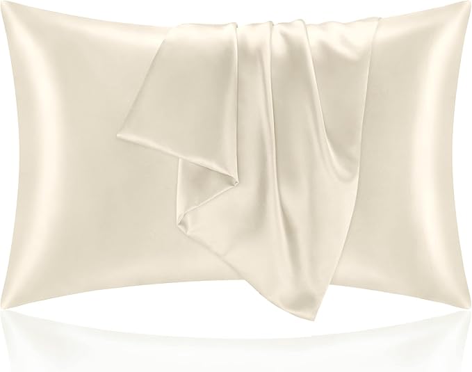 BEDELITE Satin Pillowcase for Hair and Skin, Super Soft and Cooling Similar to Silk Pillow Cases 2 Pack with Envelope Closure, Gift for Women Men(20"x26" Standard Size, Beige) - Bloomnest