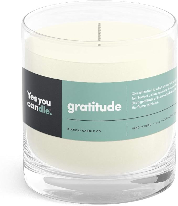 Gratitude, Bergamot & Citrus, Highly-Scented, Inspirational Soy Candle, Made in USA, Pure Essential Oils, Aromatherapy, 8 oz - Bloomnest
