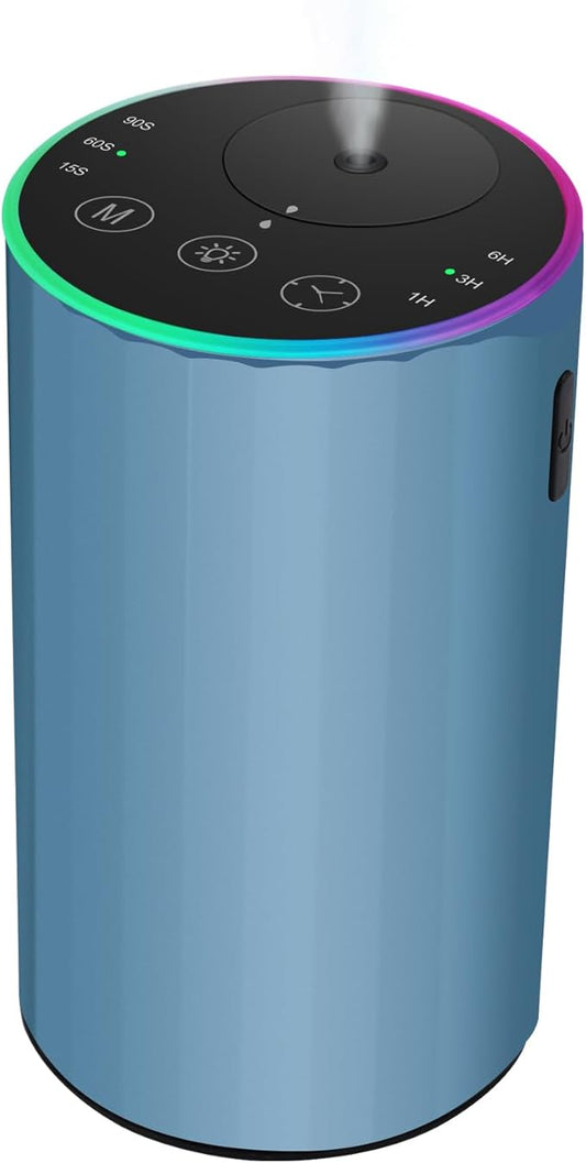 Waterless Essential Oil Diffuser, Battery Powered Mini Scent Air Machine, Aromatherapy Mist Diffuser for Home Room Car Office (Blue) - Bloomnest