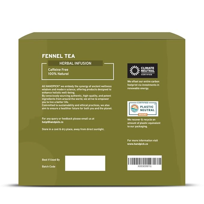 HANDPICK Fennel Seed Tea Bags (100 Count), Authentic Indian Origin with Natural Aroma & Sweetness | Naturally Support Digestion & Immune System | 100% Pure, Non GMO & Caffeine Free - Bloomnest